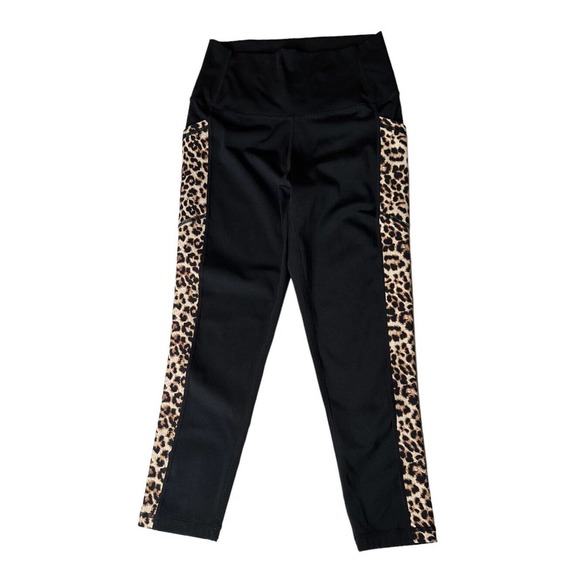 ZYIA Pants - Zyia Active Black Cheetah Print High Rise Crop Womens Light n Tight Stretch Sz 4